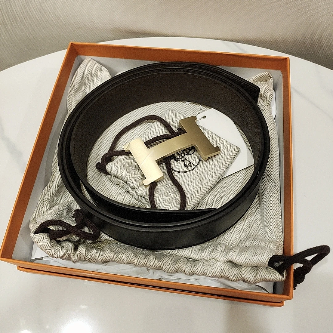 全新未使用 Hermes/爱马仕 蓝总专场/黑色 H扣腰带 38mm 115码
