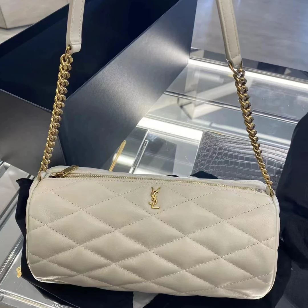 95新 YSL/圣罗兰 蓝总专场/白色 圆筒 腋下包 98新