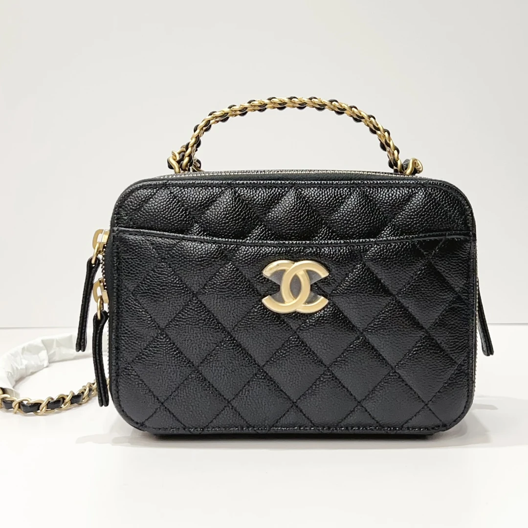 全新未使用 Chanel/香奈儿 蔚蓝中古/22S黑金手柄 相机包 芯片款