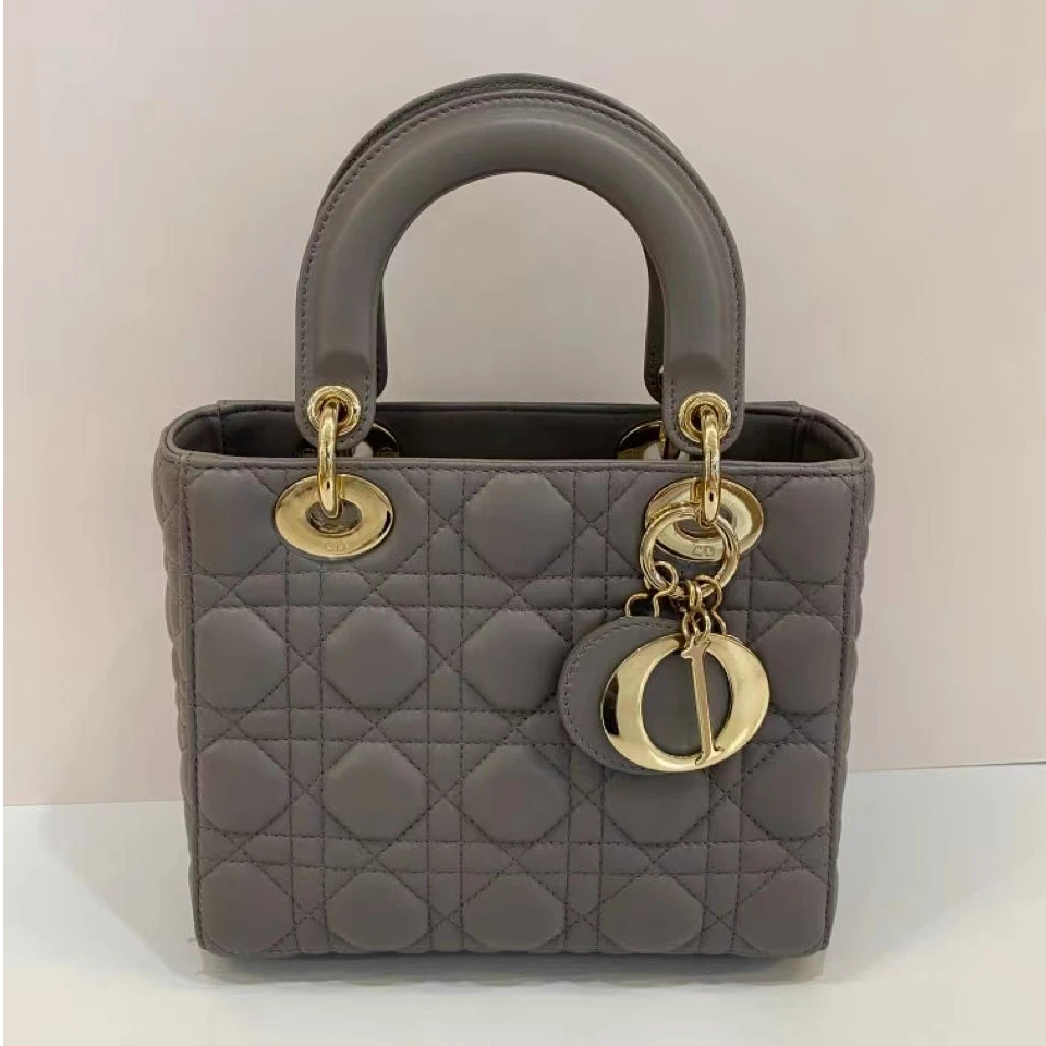 99新 DIOR/迪奥 蔚蓝/珠光灰 金扣 四格戴妃