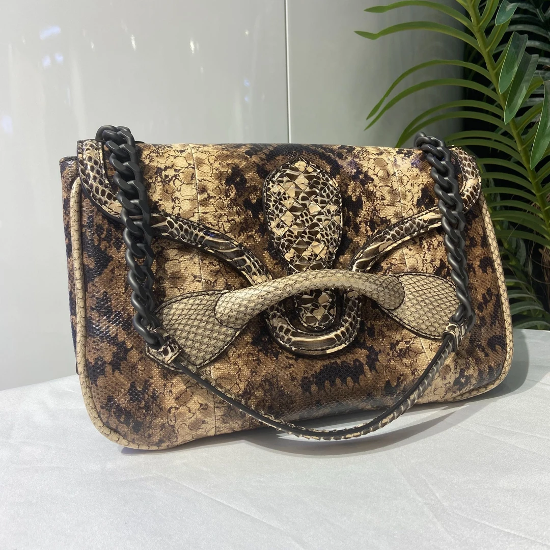 95新 BOTTEGA VENETA/葆蝶家 蔚蓝/蛇皮 单肩包