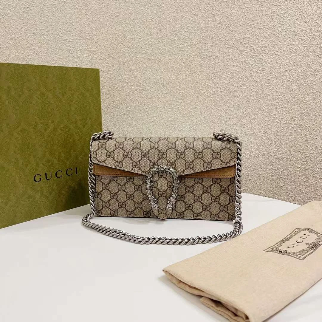 99新 GUCCI/古驰 蔚蓝/新小号 钻扣 原色酒神  单肩包