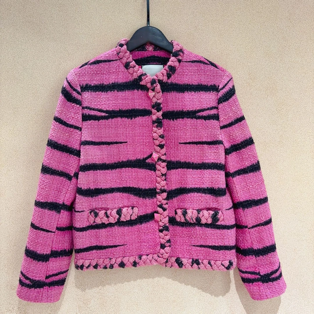 95新 Valentino/华伦天奴 SS22Tiger1967虎纹花呢夹克外套 36码