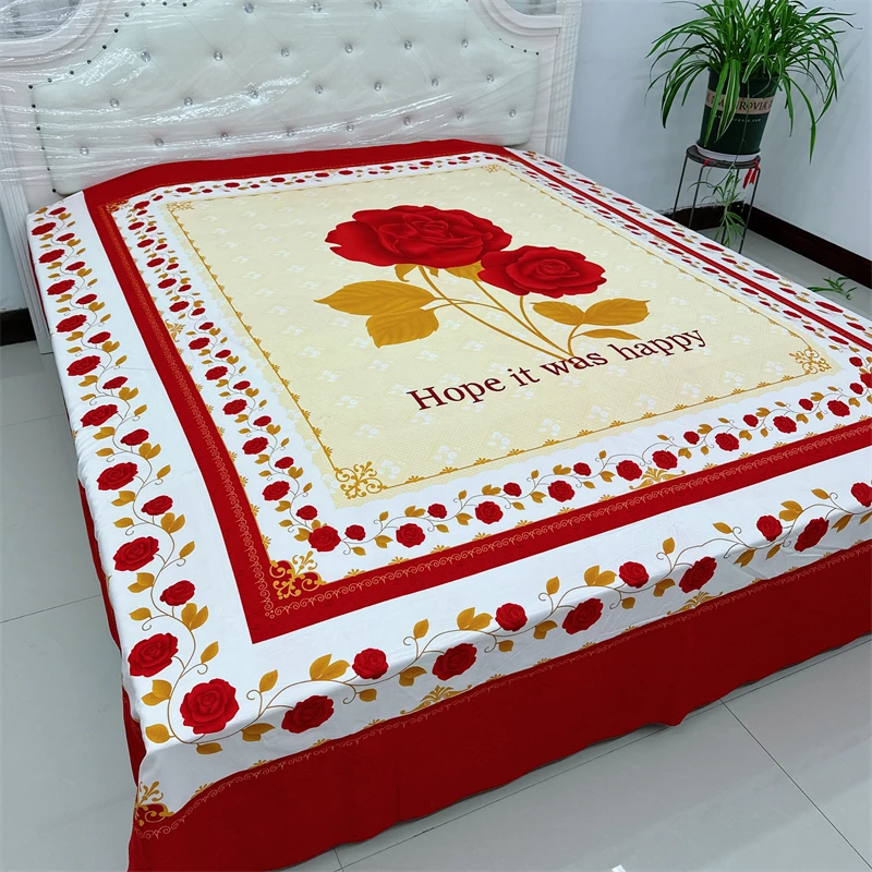 床单单件玫瑰花加厚加大亲肤四季通用2.3米x2.4米双人印花大炕单