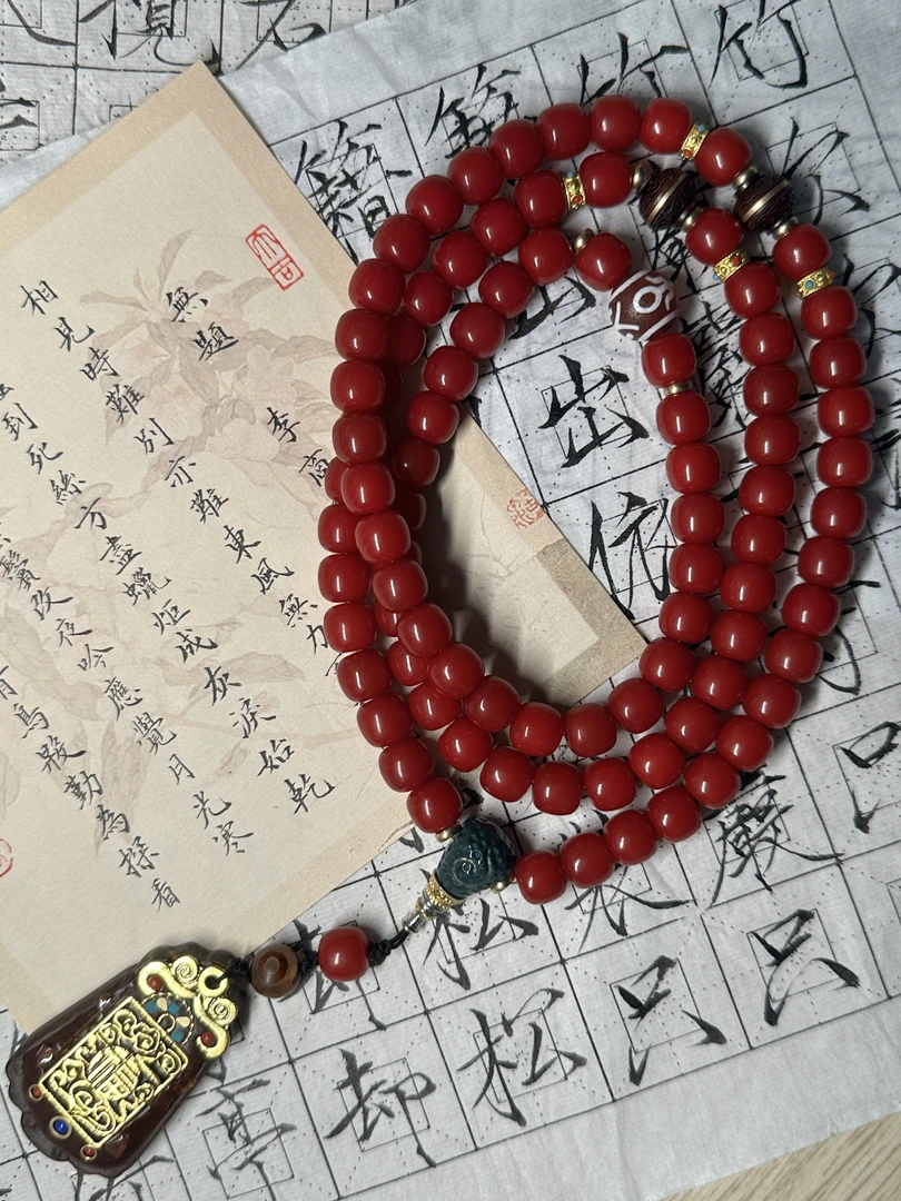 原创手作 沙沙供红玉菩提108颗手链
