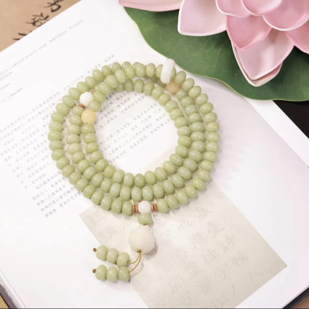 原创手作 青提莲花108颗 白玉菩提