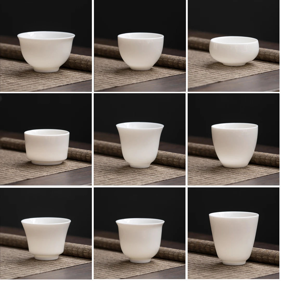 手工原矿羊脂玉白瓷茶杯陶瓷家用功夫茶具品茗杯小号杯子德化白瓷