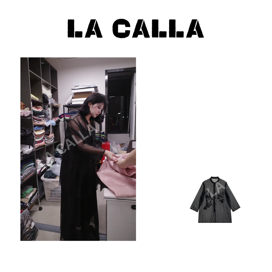 LA CALLA喜鹊上树新中式黑色夏季防晒宽松气质重工外套SQ24XS272