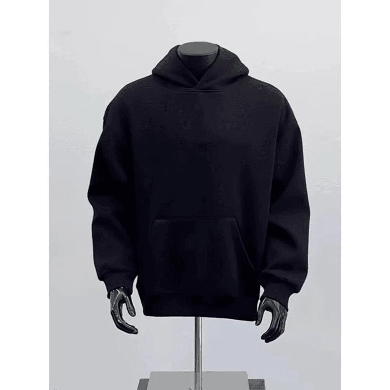 黑色重磅卫衣男春秋季美式高街连帽外套vibe潮牌休闲百搭帅气上衣