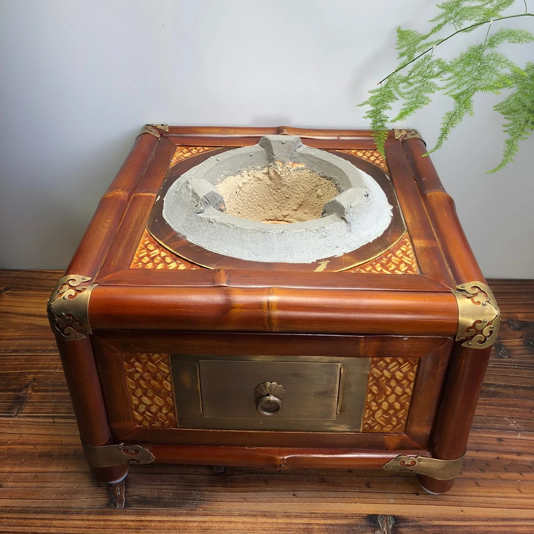 竹茶炉 仿古竹制炭炉煮茶火炉木炭橄榄碳炉 铁壶炉功夫茶道烧炭炉
