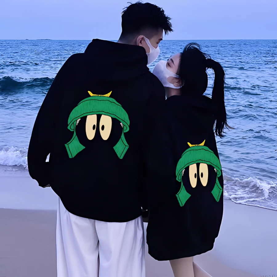 特别的情侣装卫衣黑色纯棉春秋季2025新款oversize潮流牌加绒外套