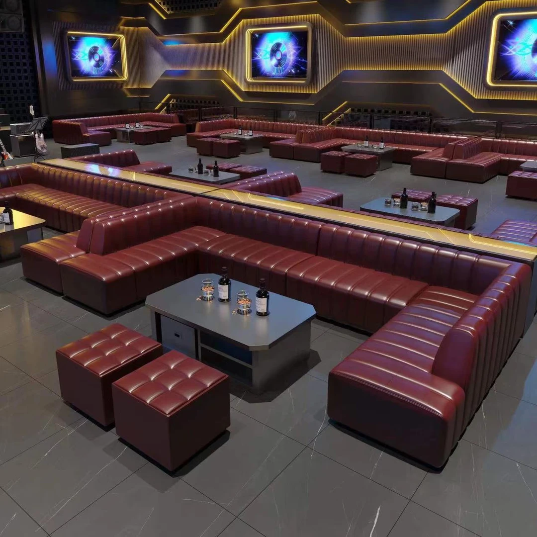 定制酒吧卡座沙发KTV夜总会包厢茶楼卡座沙发方凳长方凳KTV沙发