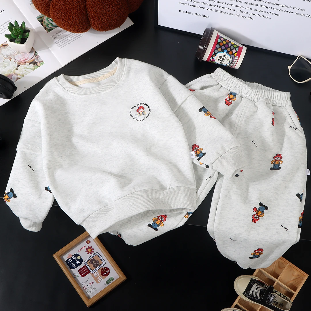 儿童卫衣卫裤秋季新品运动休闲潮流卫衣裤小中大童宝宝圆领套装