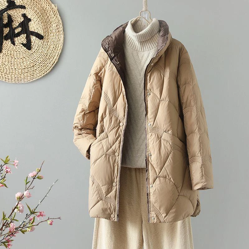 轻薄羽绒服女中长款小个子2023款上档次白鸭绒轻便薄外女