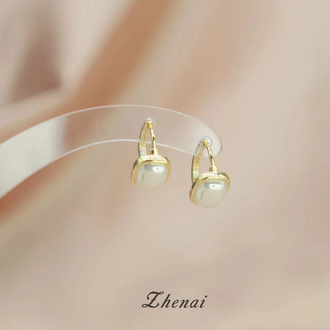 铜合金亚克力耳饰 时尚气质韩版方糖炫彩百搭小众小巧耳扣