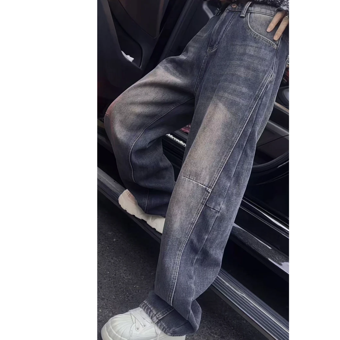 阿娟家8291新款爆款时尚复合加绒弯刀牛仔裤