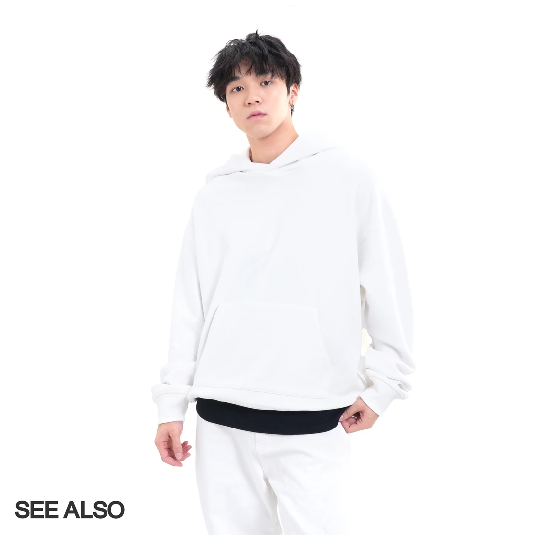 SEE ALSO 秋冬限定 logo白色刺绣连帽卫衣休闲百搭男女款 LD4276