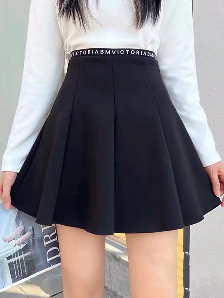 高腰半身荷叶边短裙