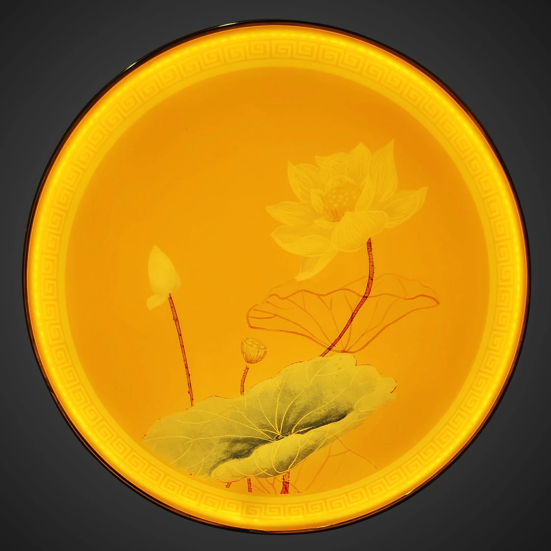 善缘堂 发光背景灯LED观音财神莲花光圈背光灯圆形家用装饰品摆件