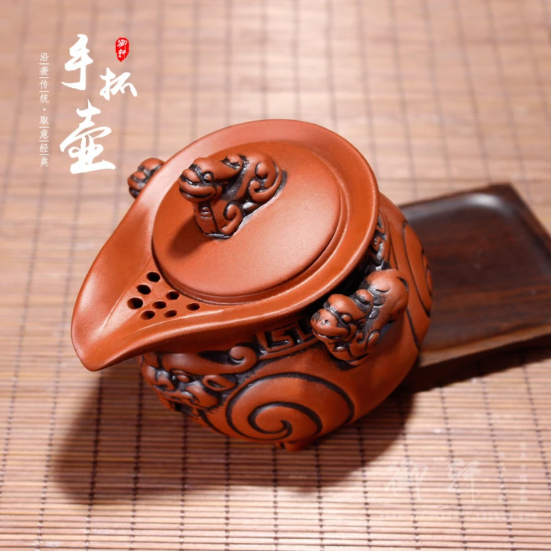招财貔貅手抓壶紫砂壶四脚旺财复古单壶一人品茶壶吉祥寓意160ml