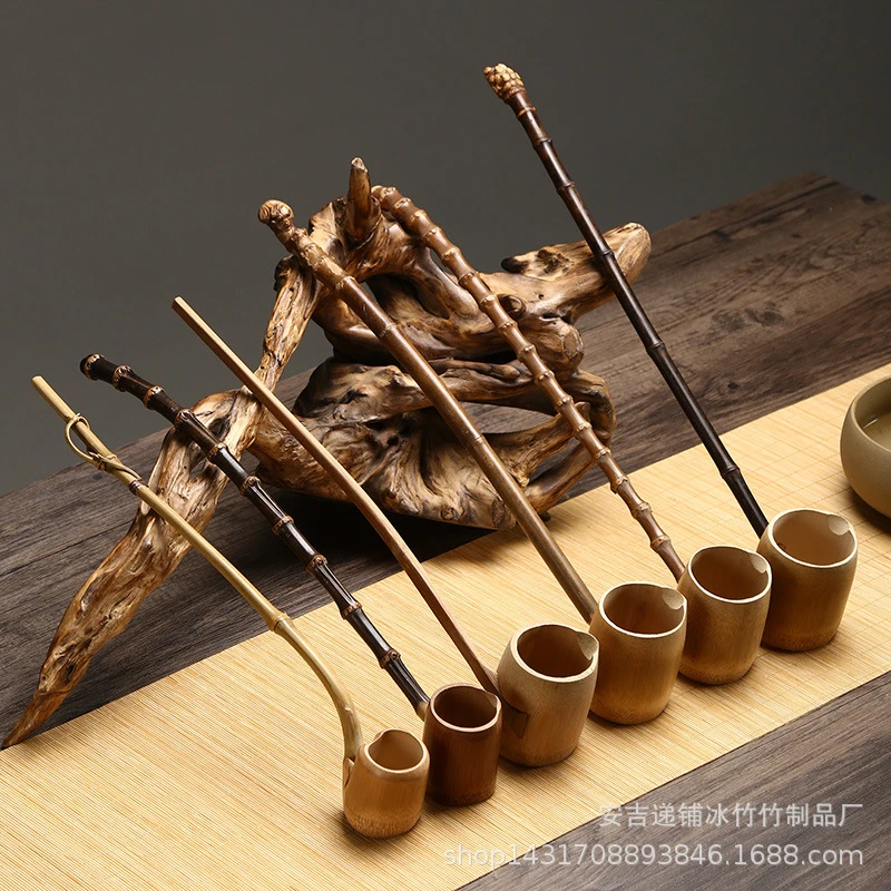 竹制水勺厂家 竹酒提子竹根长柄茶勺浇花水瓢 打酒器