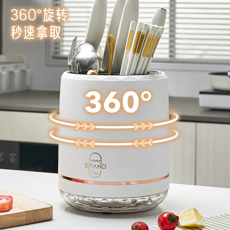 可旋转刀架厨房置物架筷子收纳筒筷子收纳盒刀具收纳架台面多功能