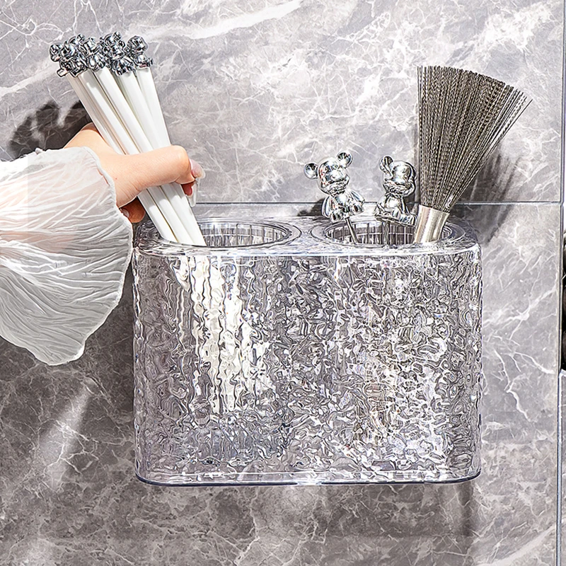 轻奢筷子收纳盒筷笼家用高档新款2024筷子筒壁挂式厨房台面筷子篓