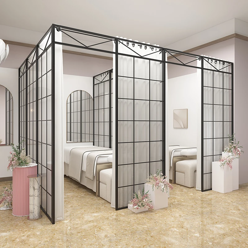 屏风隔断墙美容院隔出小房间养生馆专用自装简易铁艺客厅遮挡隔板