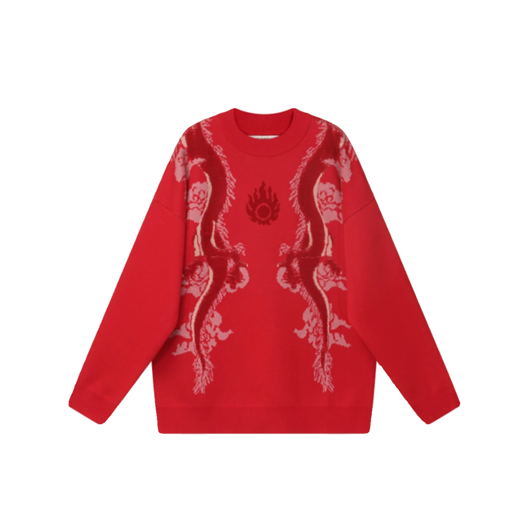 【YAOZONKU】春夏23新品“双龙献瑞”立体提花针织毛衣