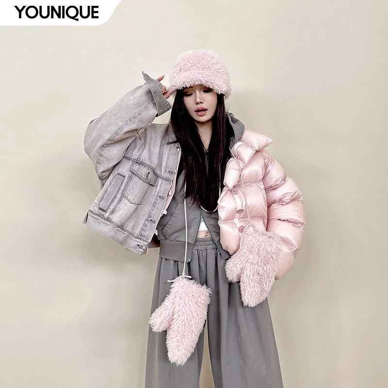 【SYUGNA】新品24秋冬左右拼接羽绒服外套女