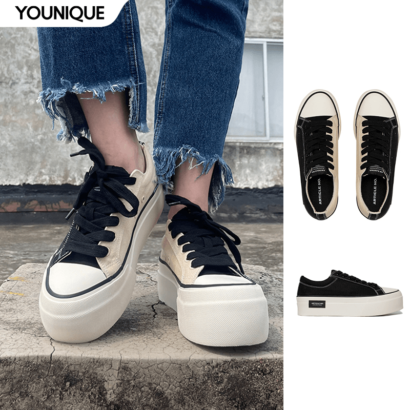 【ARTICLE NO.】新品24SS双面厚底帆布鞋双色拼接女