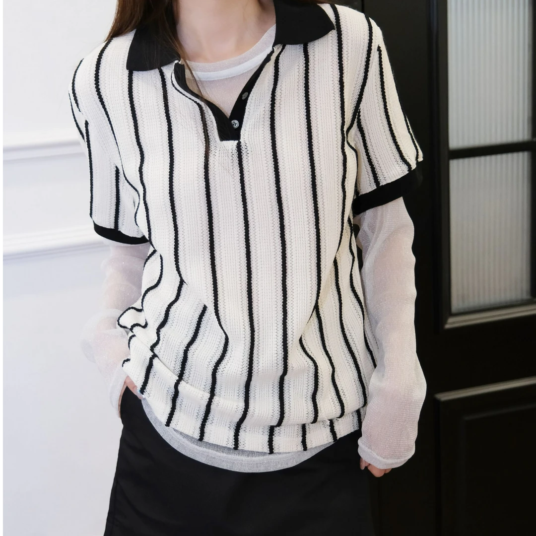 【丿未·PUREVENUS】SUTURE叠穿长袖POLO