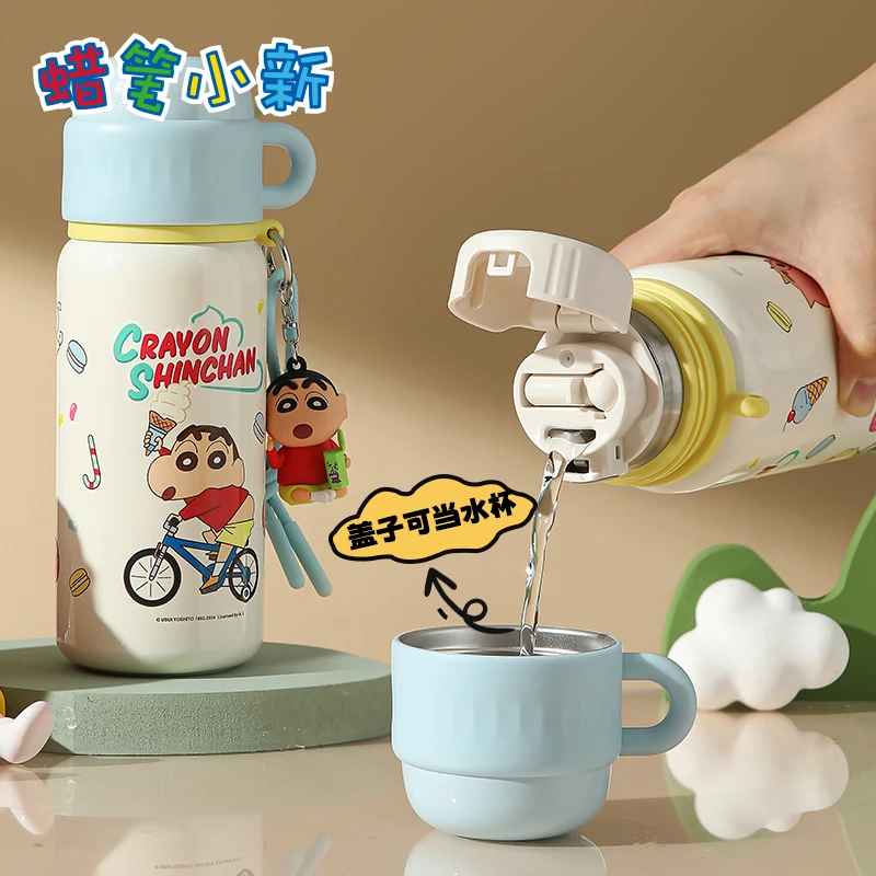 曙曦蜡笔小新带盖便携杯子保温杯新款316不锈钢吸管水杯上学