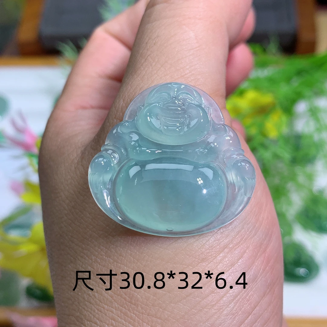 缅甸翡翠A货冰种镜面佛公品吊坠挂件尺寸玉石妈妈雕刻精致百搭水