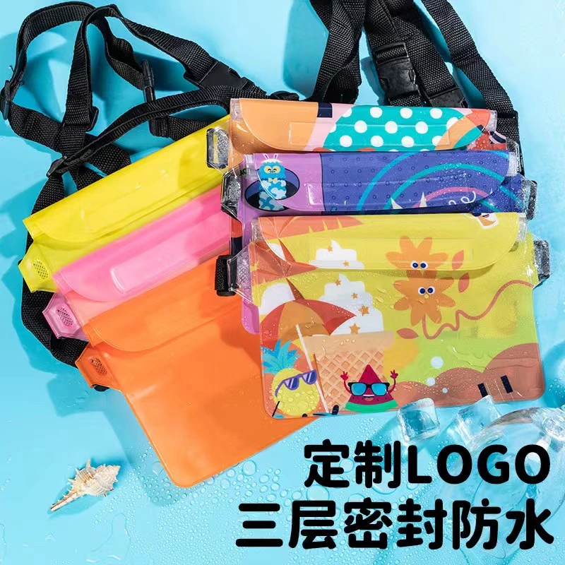 简约大气手机防水袋游泳防水腰包PVC漂流户外休闲密封透明触屏