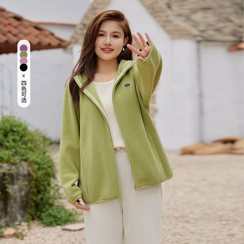 【双面奥粒绒】纤莉秀2023大码女装胖mm宽松休闲连帽外套QI4428