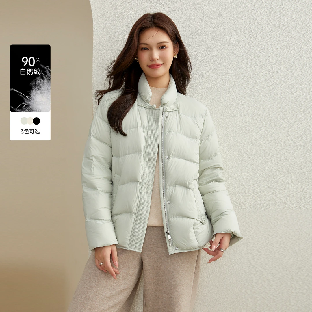 【泡芙高蓬松安心绒保暖90%白鹅绒】纤莉秀大码女装【视频】QJ3333