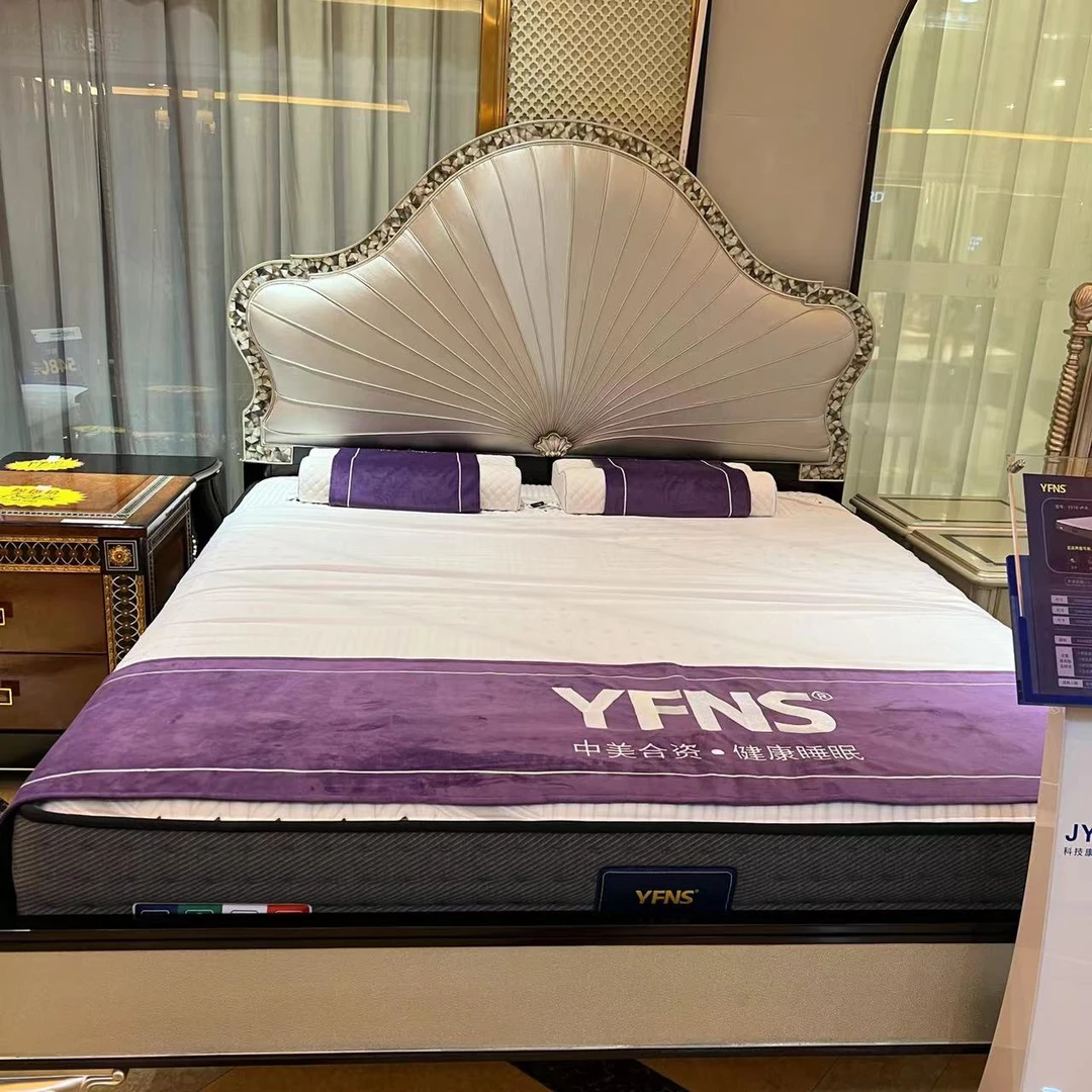 FC768主卧床1800*2000大床英式贝壳床香槟银简约布艺别墅奢华