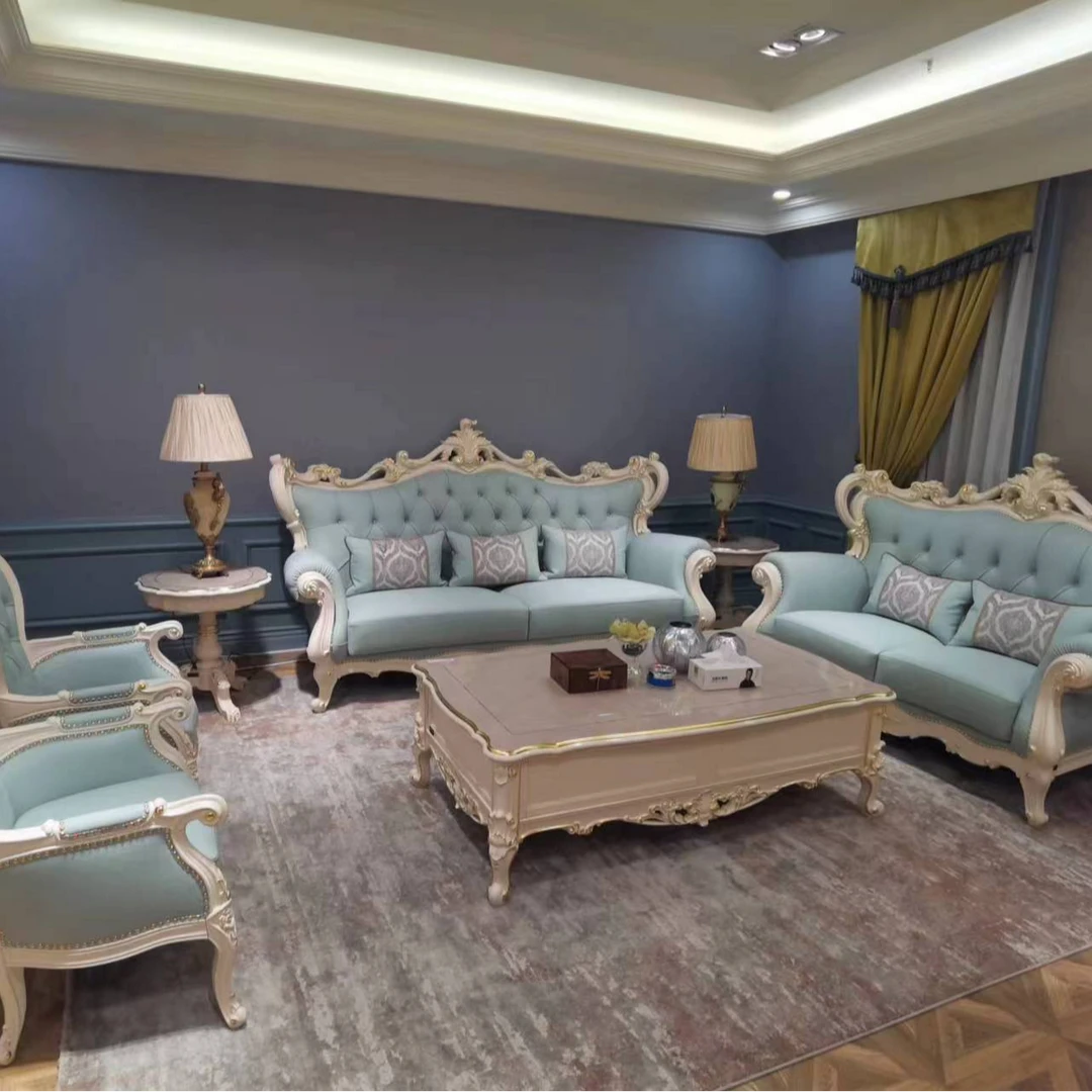 PB930沙发1+2+3象牙白铂金色雕花美式法式欧式别墅奢华古典客厅