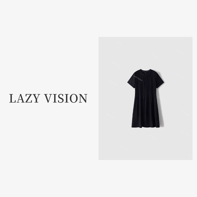 LAZYVISION'赫本'醋酸法式复古短袖女士连衣裙ZM2-6658