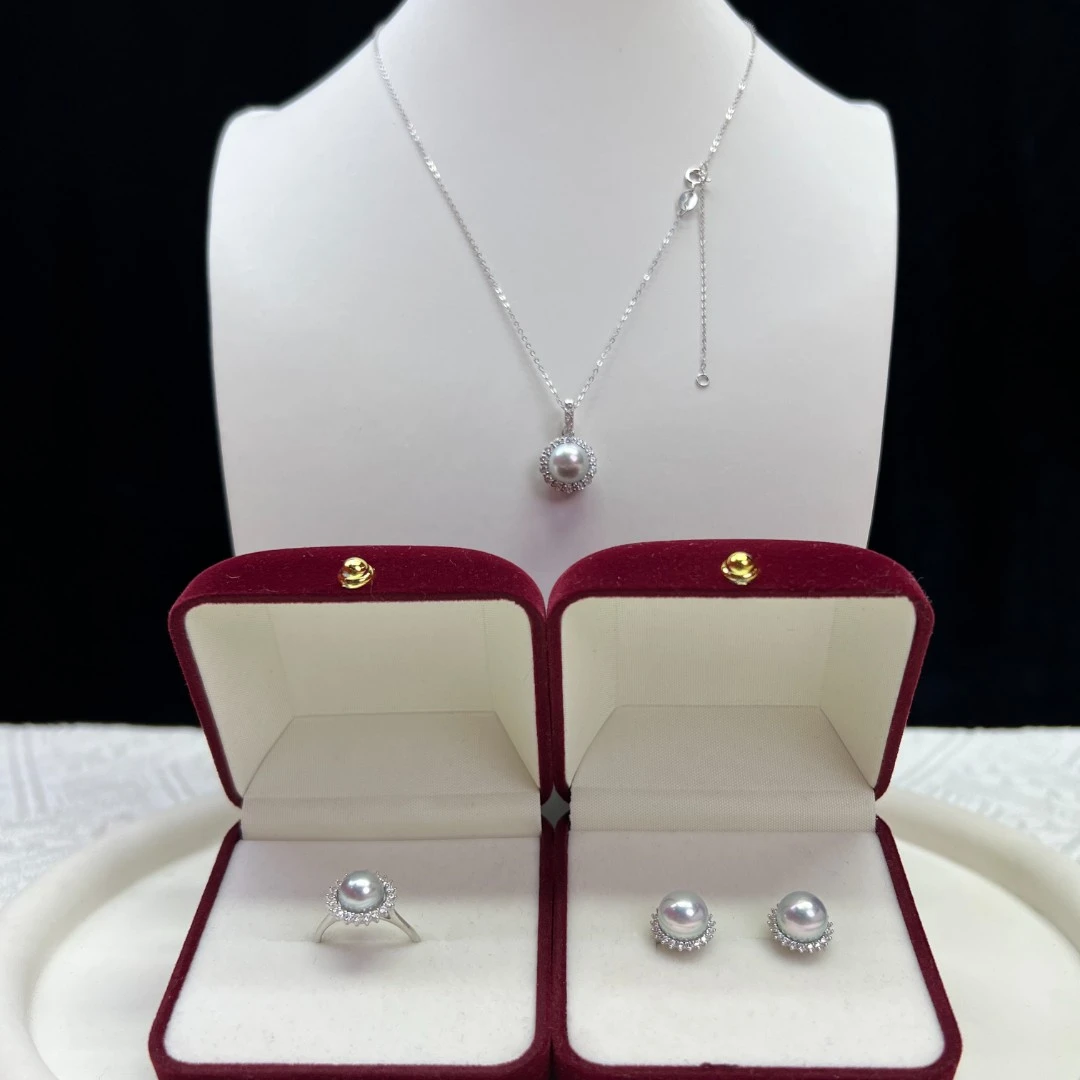 H005【雷总专属】海水akoya真多麻珍珠三件套蓝血贵族真多麻