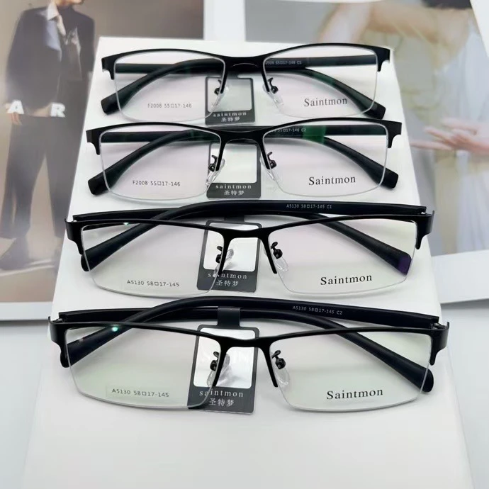 新款商务半框镜框全框韩板高品质商务框男士黑色镜架复古眼镜架