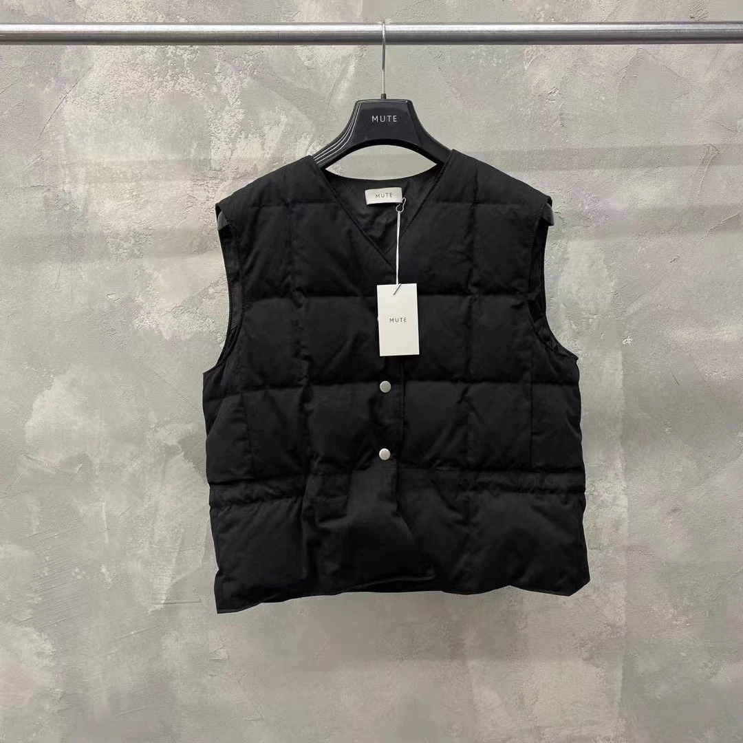 现货~Mute韩国东大门代购秋冬季简约休闲V领保暖鹅绒羽绒马甲