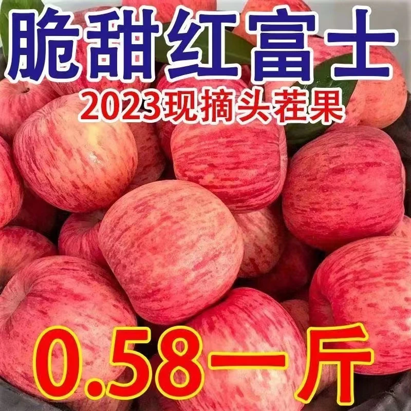 万荣红富士重量新苹果脆甜多汁当季新鲜果香浓郁1/5/10斤整箱水果