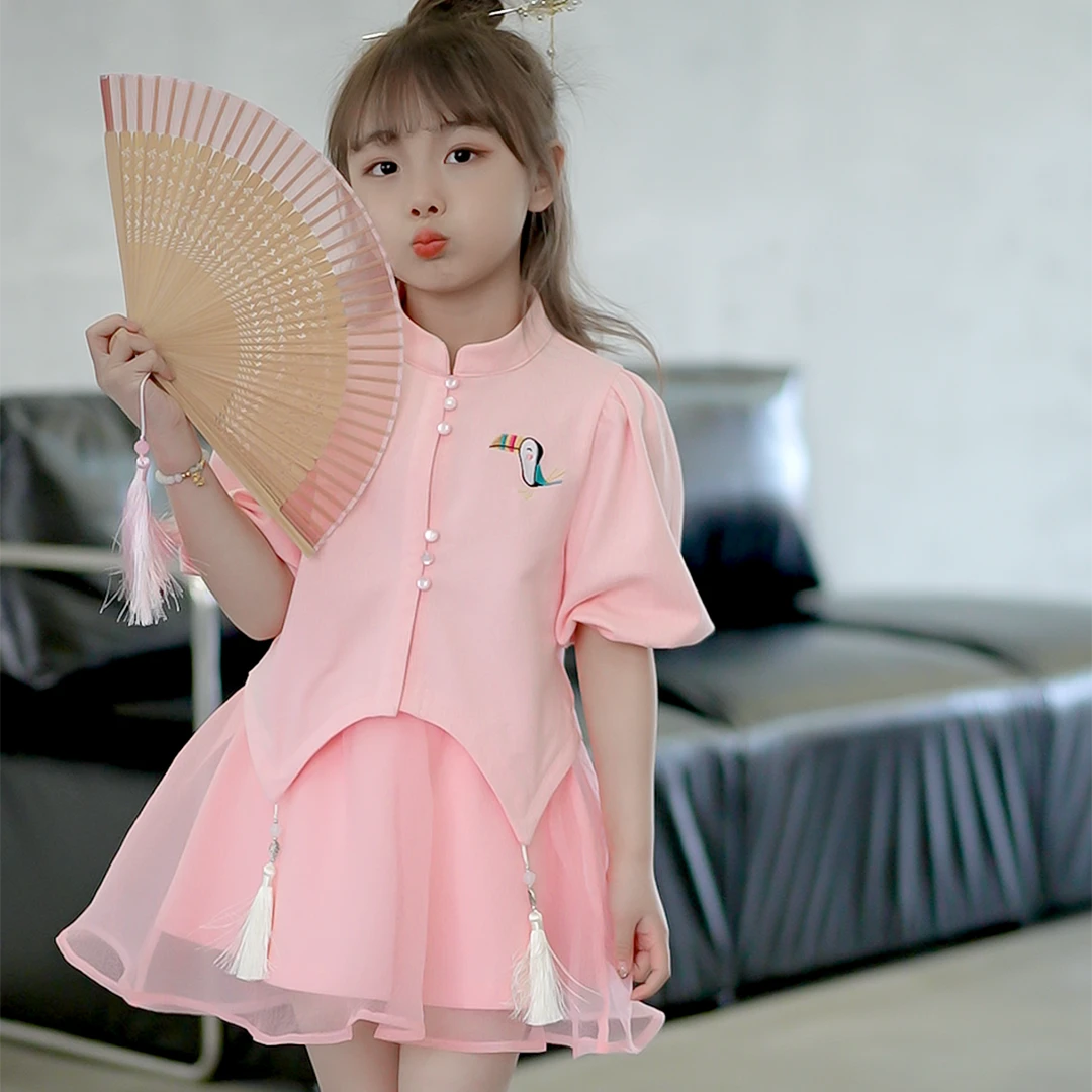 Disney/迪士尼夏季儿童国风流苏蓬蓬裙套装XHR2ZZ936