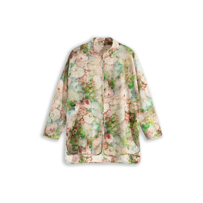 「莫奈花园」满分桑蚕丝立领新中式减龄油画防晒上衣XYD24Z550-1