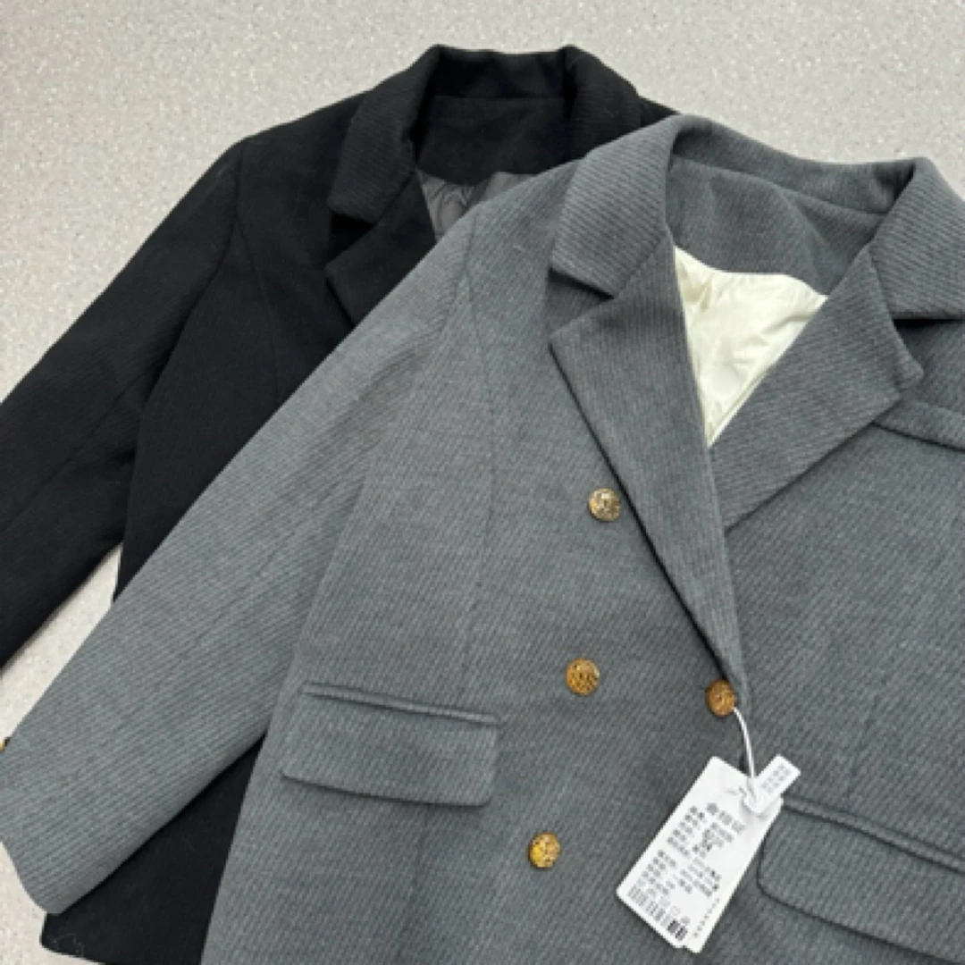 羽绒加厚西装外套女冬季新款