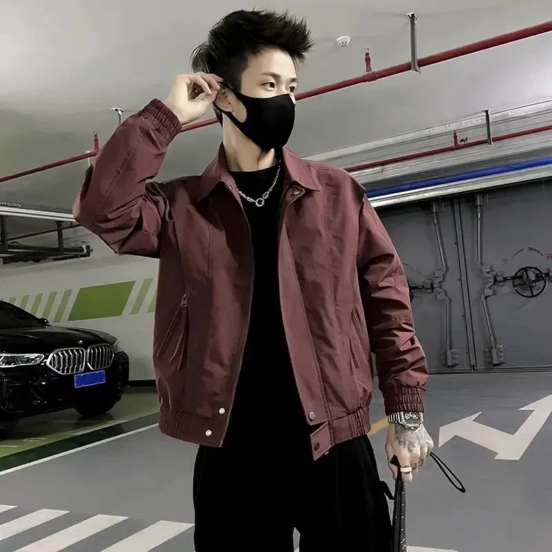 休闲外套春秋时尚潮牌痞帅立领宽松百搭短款夹克2024新款男士上衣
