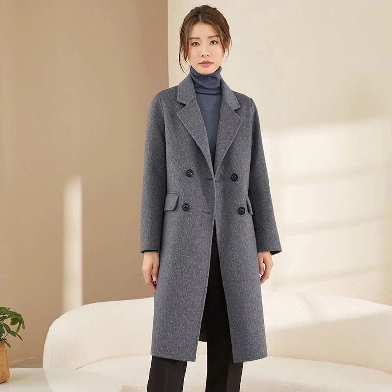 【MANBEI曼贝】大师系列100%澳毛双面呢大衣冬新款时尚修身8284017