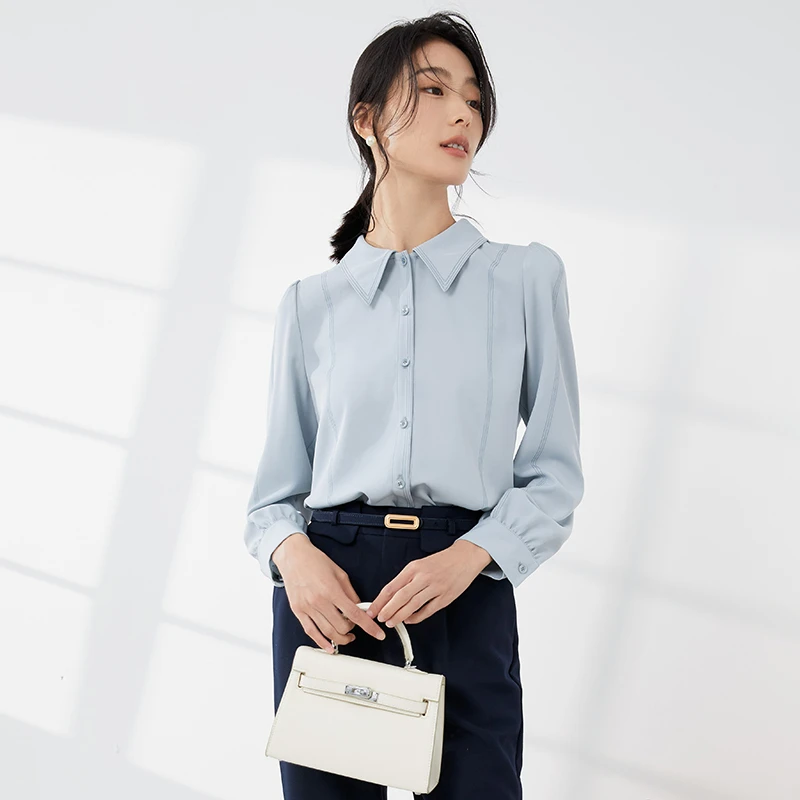 MAN BEI/曼·贝【曼贝阿雯】衬衫女长袖新款小众气质职业8393071